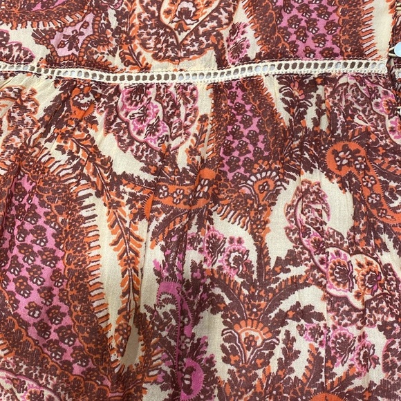 Sundance Button Front Floral Paisley Print Tassel Lined Knee Length Dress Sz M - Picture 9 of 10